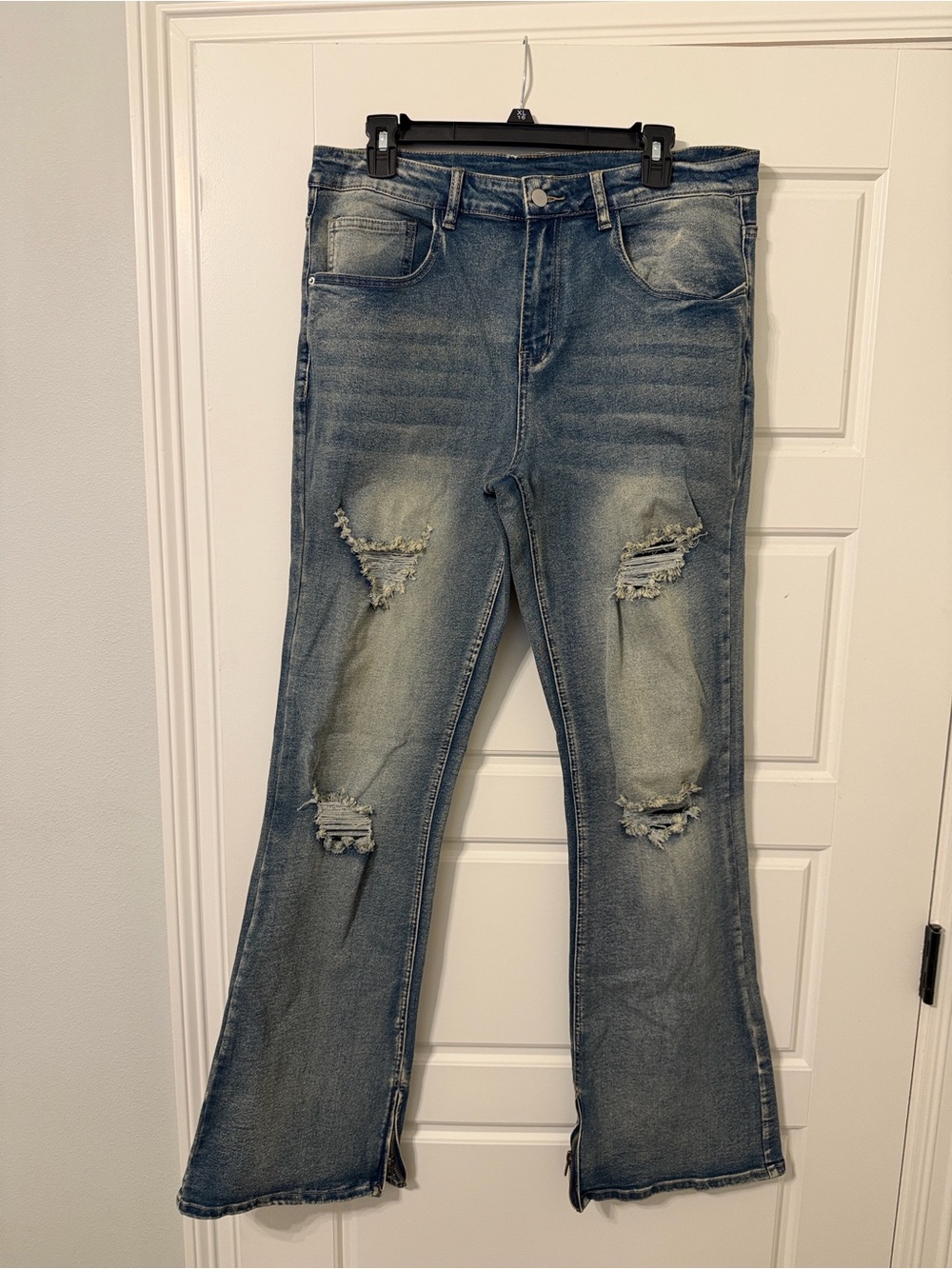 Fashion Nova Men Blue Distressed Bootcut Jeans